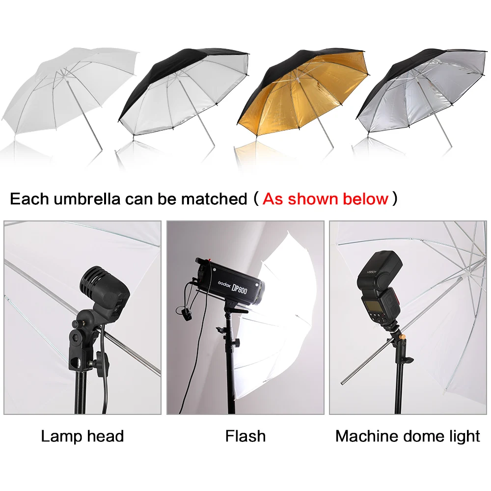 4 Pcs 83cm Photo Studio Umbrella Photography Photo Video Light Reflector Umbrella Gold Sliver Black 3 Color