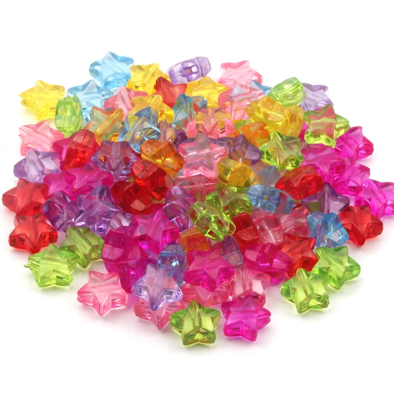 50pcs/lot Mixed Color Transparent Star Shape Beads Loose Spacer Acrylic Beads for Jewelry Making Bracelet Charms Diy Accessories