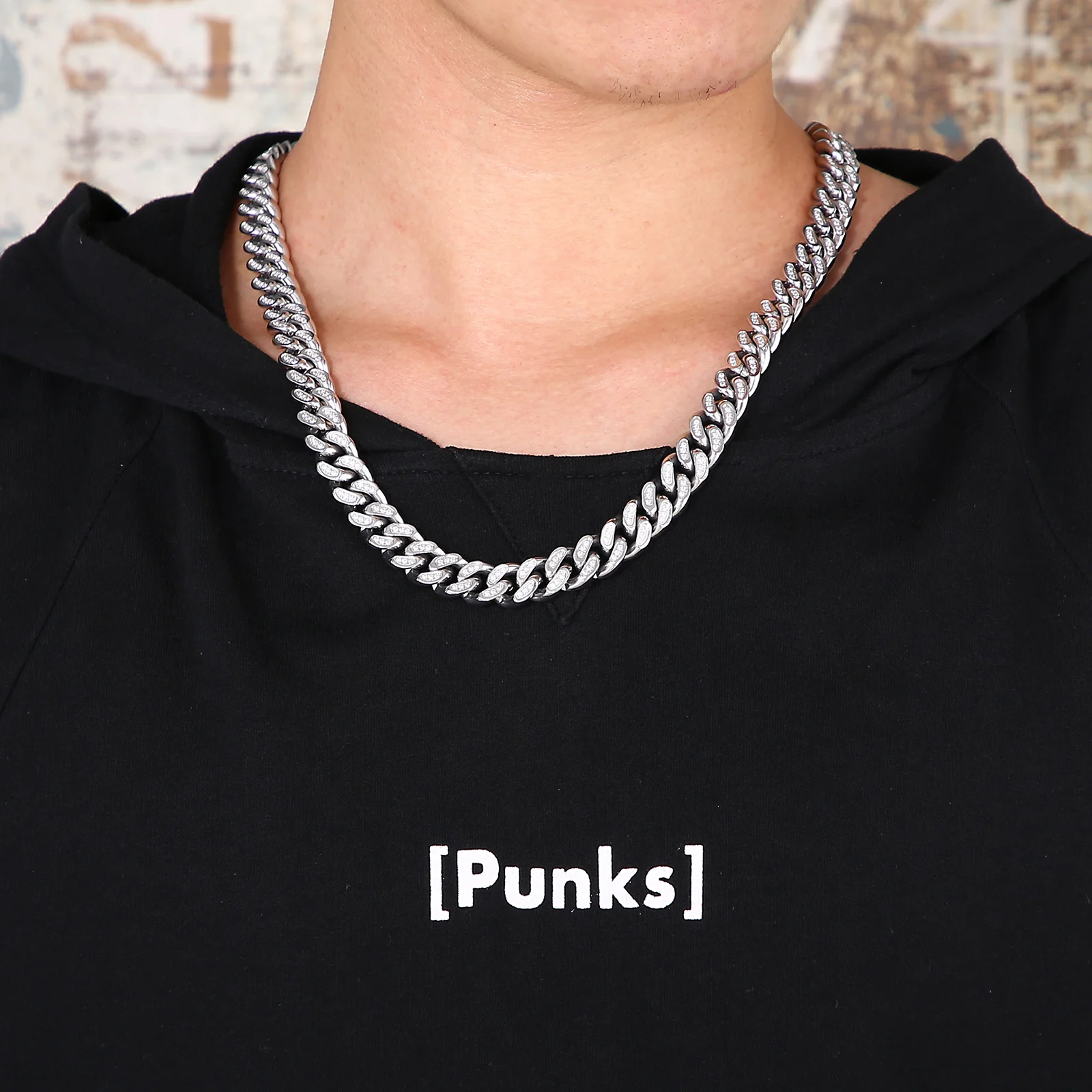 Imagem -04 - Hiphop Rock Cnc Zircônia Cúbica Cubana Curb Chain Colar Masculino 316l Aço Inoxidável Pulseira Jóias 12 mm