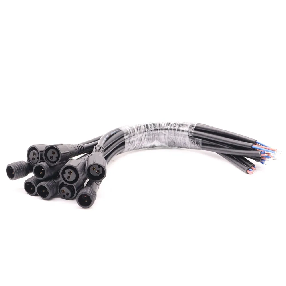 5~50Pairs Jack Male To Female 2Pin 3Pin 4Pin 5Pin LED Connector Waterproof IP68 BLACK Cable For LED Strips Light