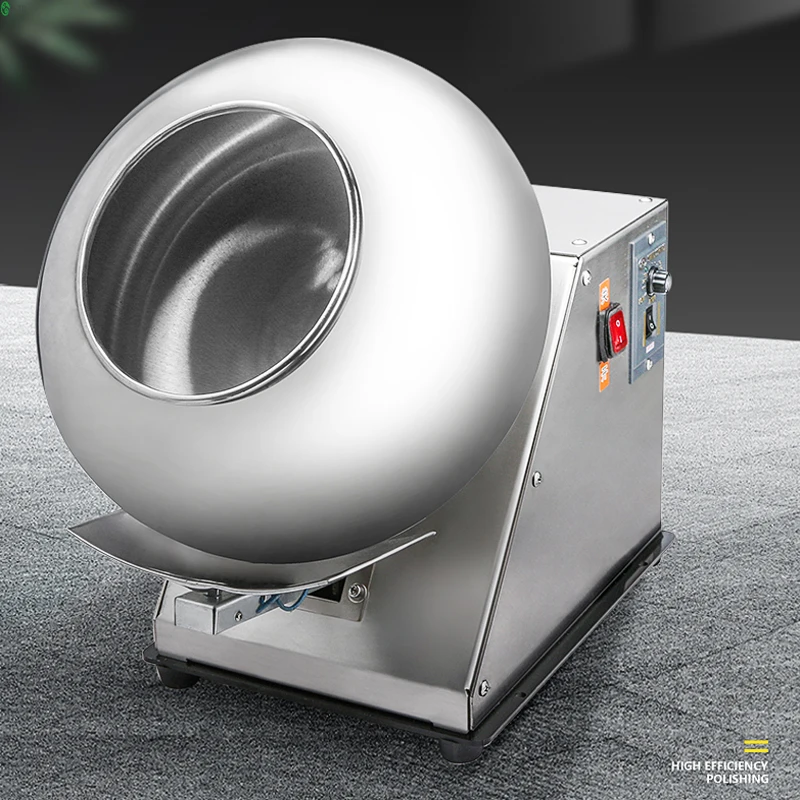 Máquina comercial de polimento de revestimento de açúcar pequeno 220V, aço inoxidável vem com aquecimento, secagem, equipamento de processamento de alimentos 280W