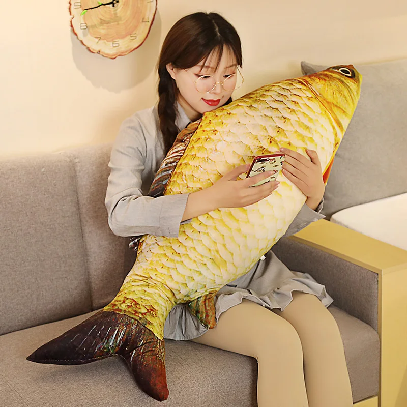 30-80 cm 3D Simulation Gold Fisch Plüsch Spielzeug Gefüllte Weiche Tier Karpfen Plüsch Kissen Kreative Sofa Kissen Kissen geschenk – Detail 11