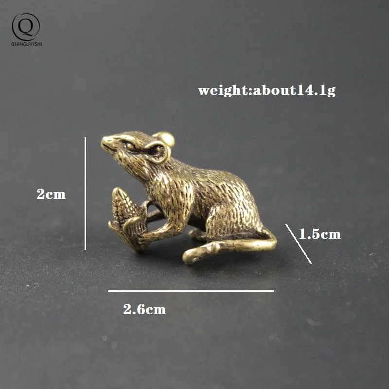 Brass Animal Mice Love Rice Figurines Car Key Chain Pendants Jewelry DIY Keyring Hanging Accessories Cute Rat Keychain Gifts