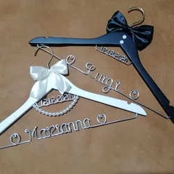 Set of 2 Wedding Hangers, Bride and Groom Name Hangers Set, Bridal Dress Hanger Wedding Decor Couple Gift