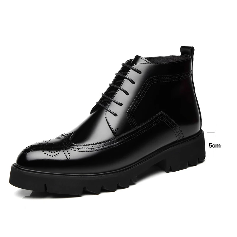 

men casual business wedding formal dress autumn winter boots genuine leather shoes cowboy platform boot handsome ankle botas man