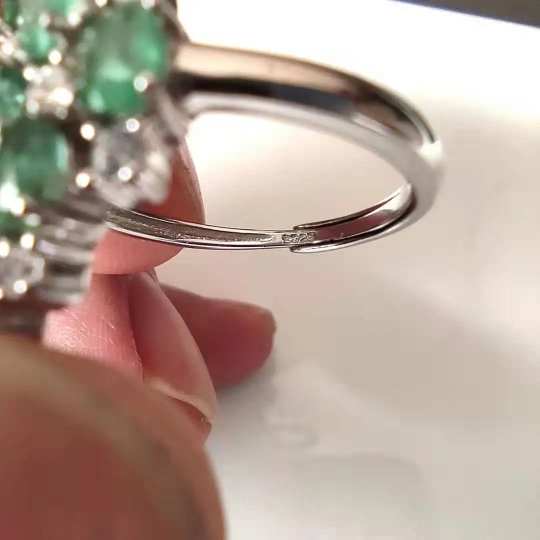 KJJEAXCMY boutique jewelry 925 sterling silver inlaid natural emerald green emerald female luxury ring support detection