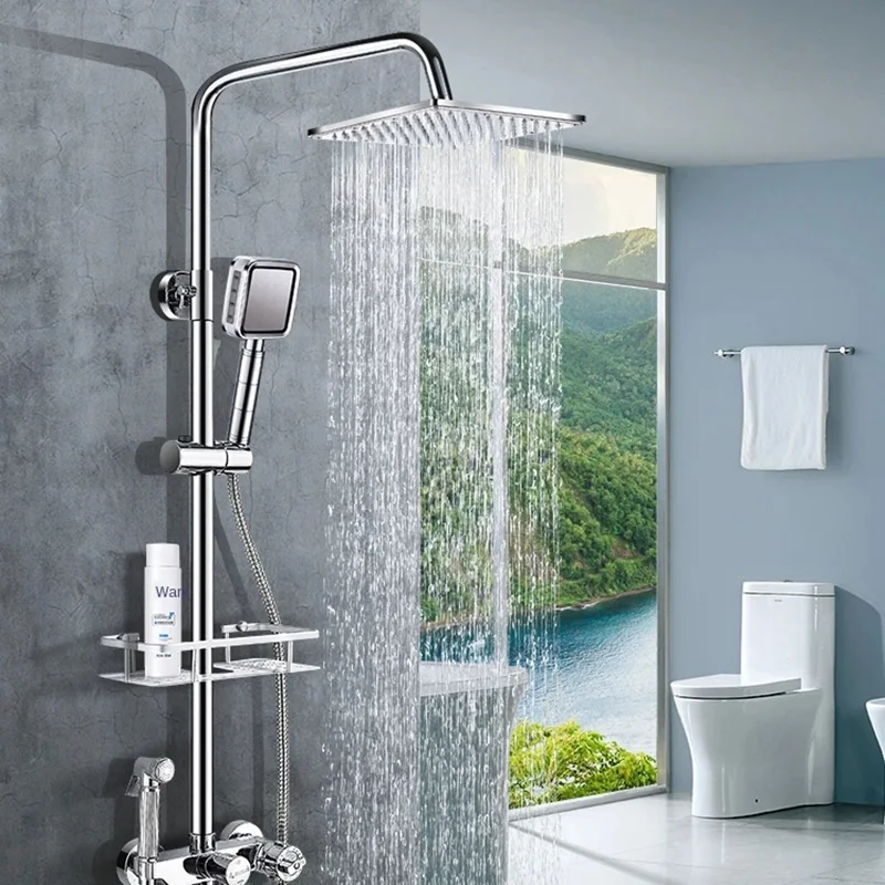 

Constant temperature shower set household copper booster shower rain shower valve bathroom concealed flower wine shower nozzle