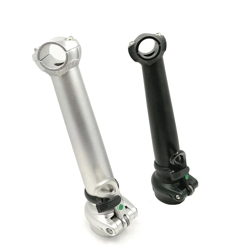 412 Folding Bike Stem 25.4mm-Handlebar 28.6mm-Fork 21.5cm Double Nut Fixing Inward Folding Stem Tube Black/Silver