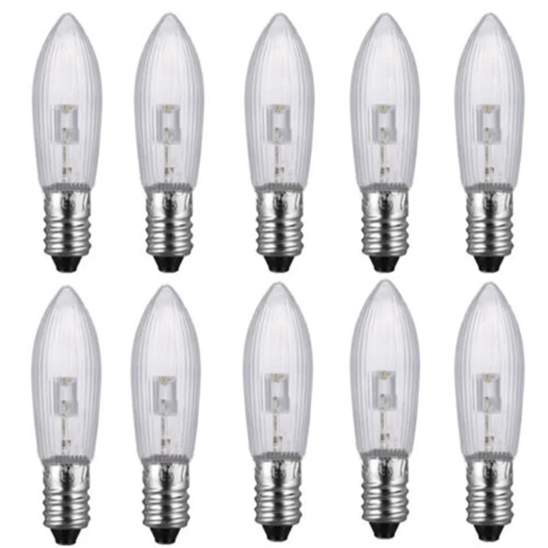 5/10/PCS  E10 LED Replacement Bulbs Top Candle Fairy Christmas Lights Lamp 10V-55V AC Warm White Christmas Decorations