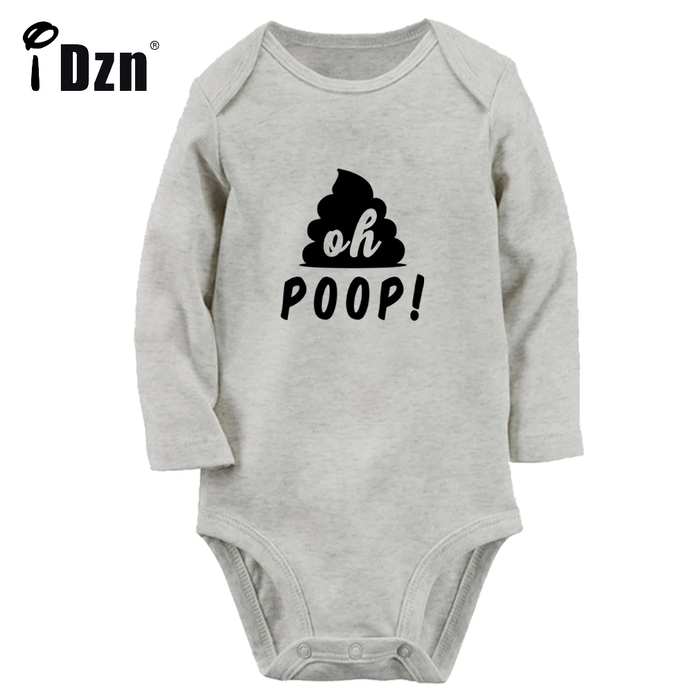 iDzn NEW OH POOP Fun Printed Baby Boys Rompers Cute Baby Girls Bodysuit Newborn Cotton Jumpsuit Long Sleeves Clothes