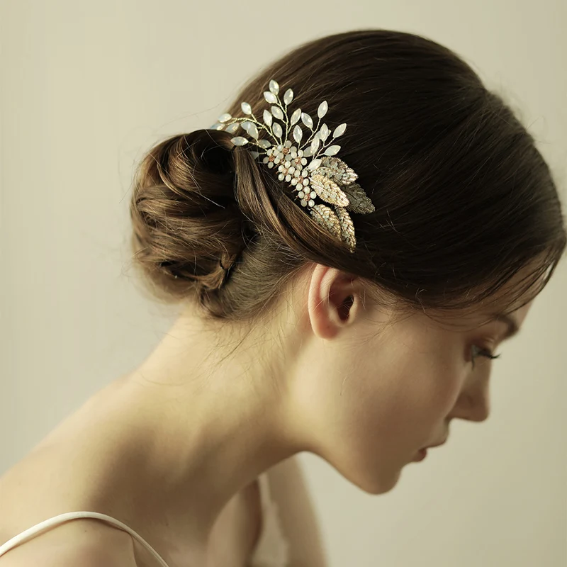 O829-peine para el pelo de boda con flor de ciruelo, accesorio para el cabello de boda, con perlas de ópalo, a la moda