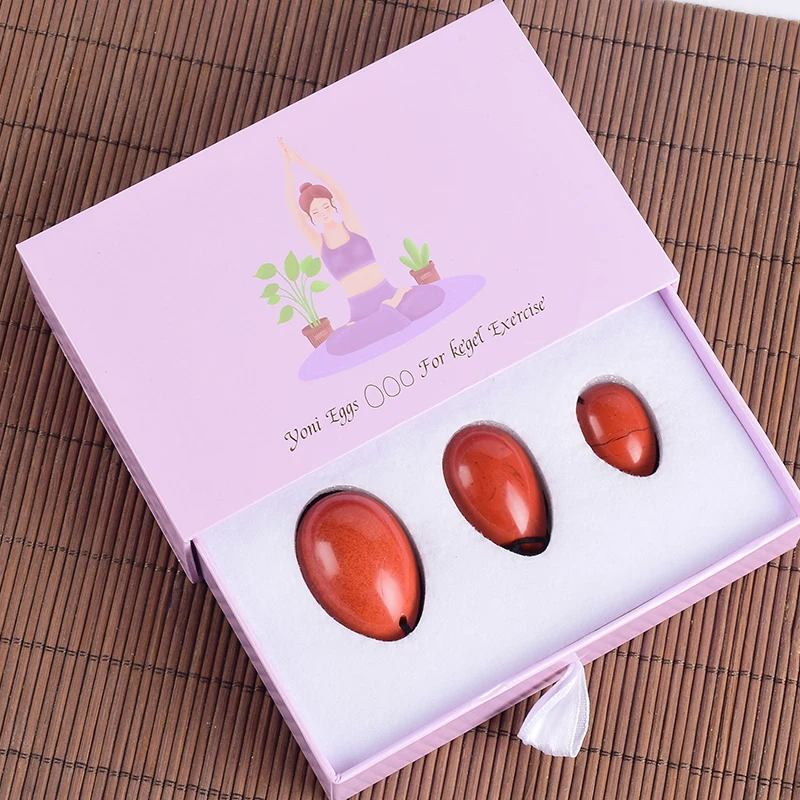 Natural Stone Yoni Egg Massage Wand Set Tools Gift Boxes Red Jasper Kegel Muscle Exerciser Health Care Crystal Jade Massager