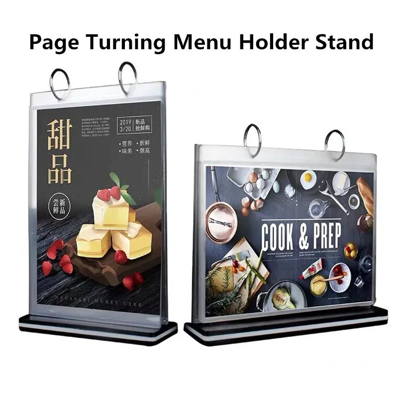 A5 Plastic Sign Holder Display Stand Wedding Table Numbers Double Sided Picture Photo Menu Holders Frame With 6 Pieces PVC Frame