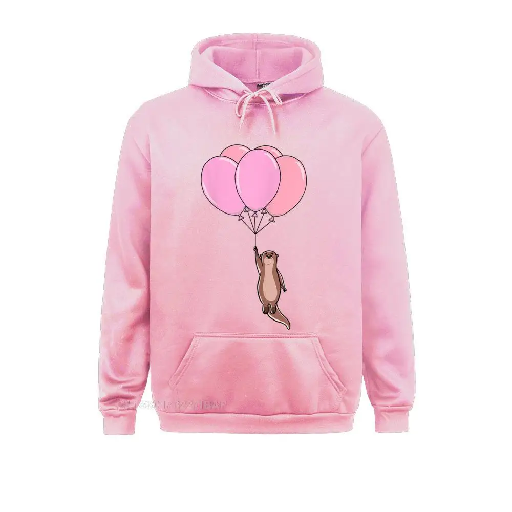 Zee Otter Vliegende Roze Ballonnen Leuke Dier Gift Manga Herfst Mens Hoodies Japan Stijl Kleding Nieuwe Lange Mouw Sweatshirts