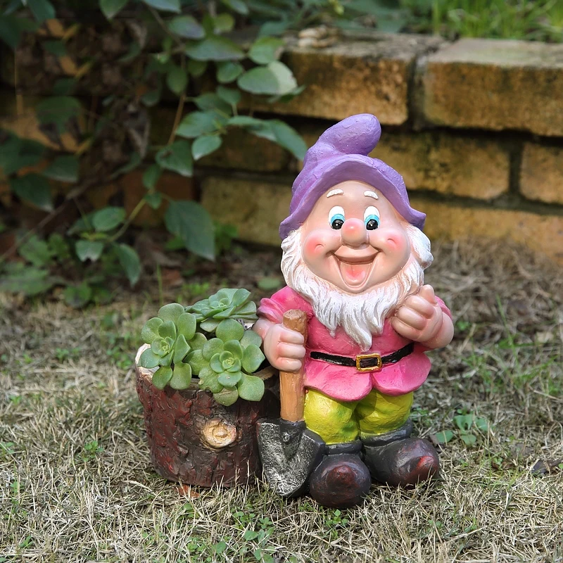 Pastoral Resin Dwarf Flower Pot Accessories Outdoor Garden Ornaments Craft Courtyard Landscape Villa Statue Figurines Decoration