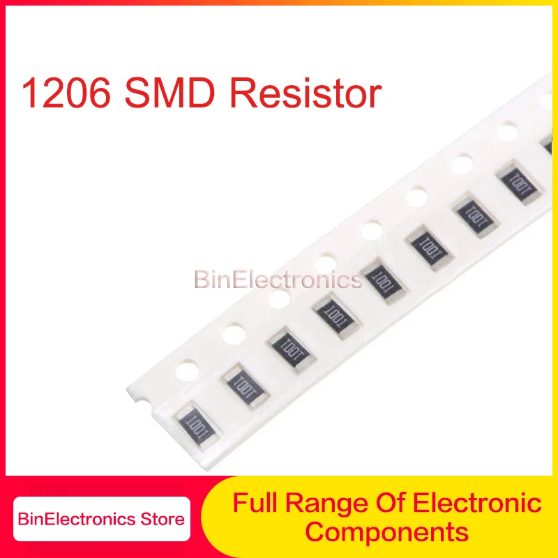 

100PCS 1206 SMD Resistor 0R ~ 10M 1/2W 1K 2.2K 6.8K 10K 100K 0R 1R 10R 100R 150R 220R 330R 680R 2M 0 1 10 100 150 220 330 Ohm