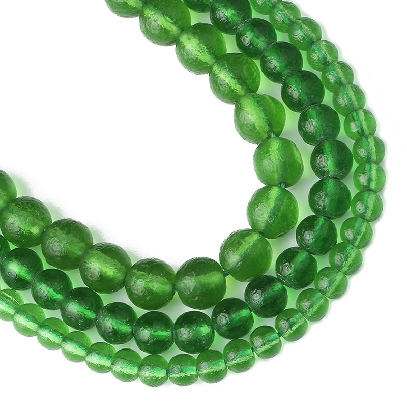 Matte Green Energy Moldavite Crystal Beads Czech Meteorite Glass Round Beads for Jewelry Making DIY Charm Bracelets 15''