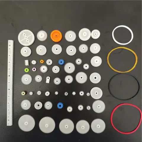 Kunststoff Zahnräder Set DIY Montage Spielzeug Zähne Gürtel Schneckenband Rad Sektor Krone Doppel Welle Schicht Hubschrauber Auto Teile