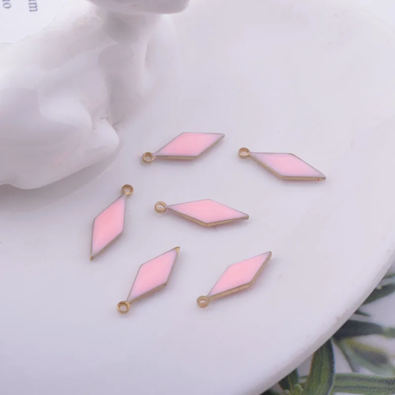 30 Stück 5*16mm Kupfer-Geometrie-Anhänger Beidseitig Emaillierte Rhombus-Charms für DIY-Schmuck- und Ohrringherstellung – Detail 8