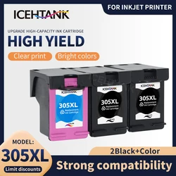 Icehtank 305XL Compatible Ink Cartridge Replacement for Hp 305 Xl hp305 for HP Deskjet 2710 Deskjet 2720 2730 2320 Printer