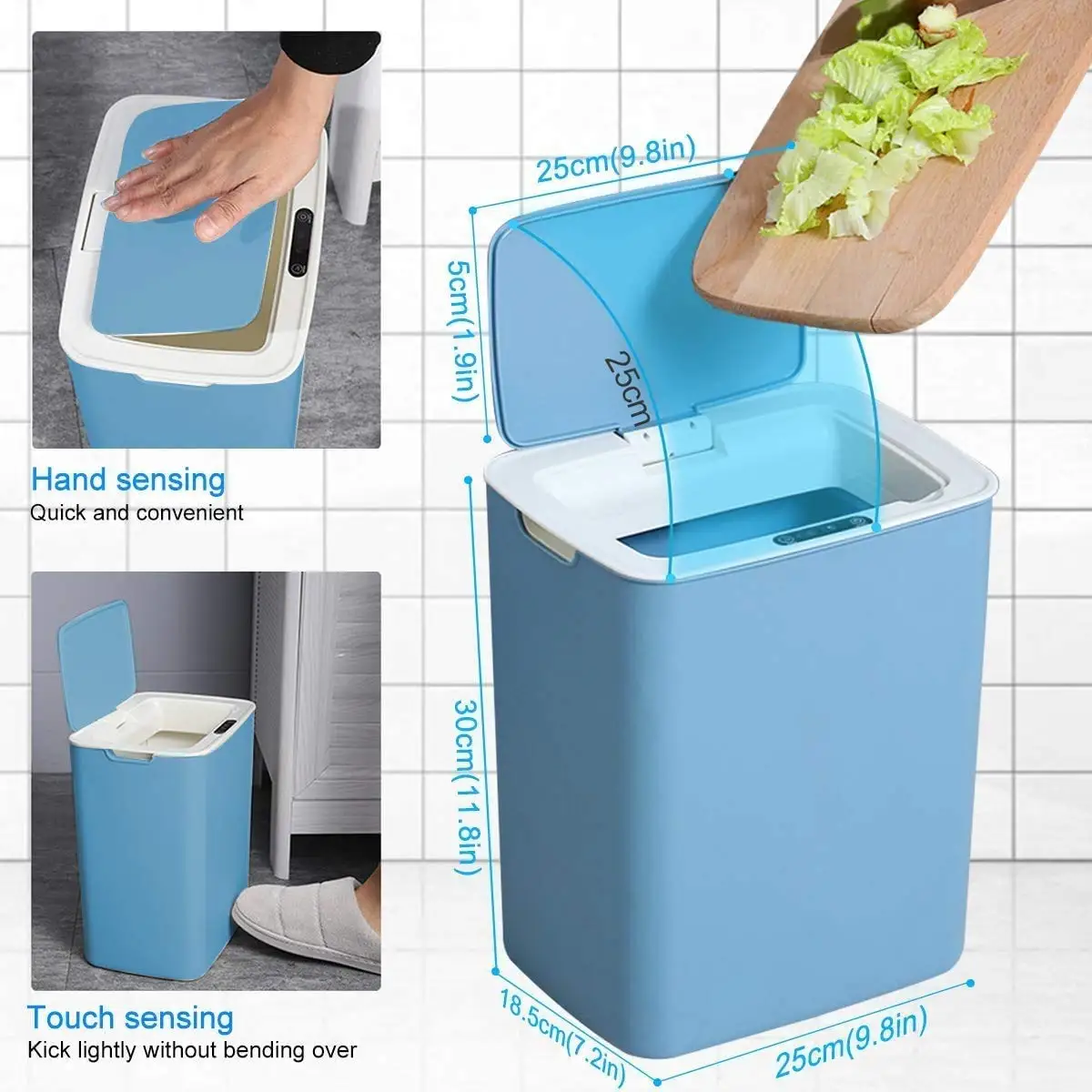 Automatic Touchless Intelligent induction Motion Sensor Kitchen Trash Can Wide Opening Sensor Eco-friendly Waste Garbage Bin