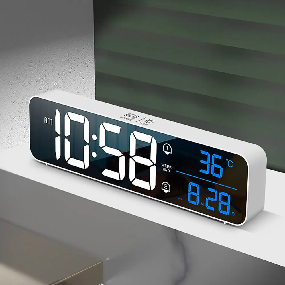 Music Digital Alarm Clock Home Electronic Watch Despertador Bedroom Decoration Table Desk And Accessory Smart Hour Led Light