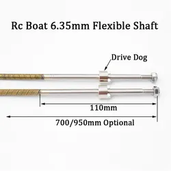 Rc Boat 6.35mm 1/4'' Flexible Shaft Length 700/950mm Soft Shaft Positive (Left)& Reverse(Right) Propeller Shaft With Drive Dog