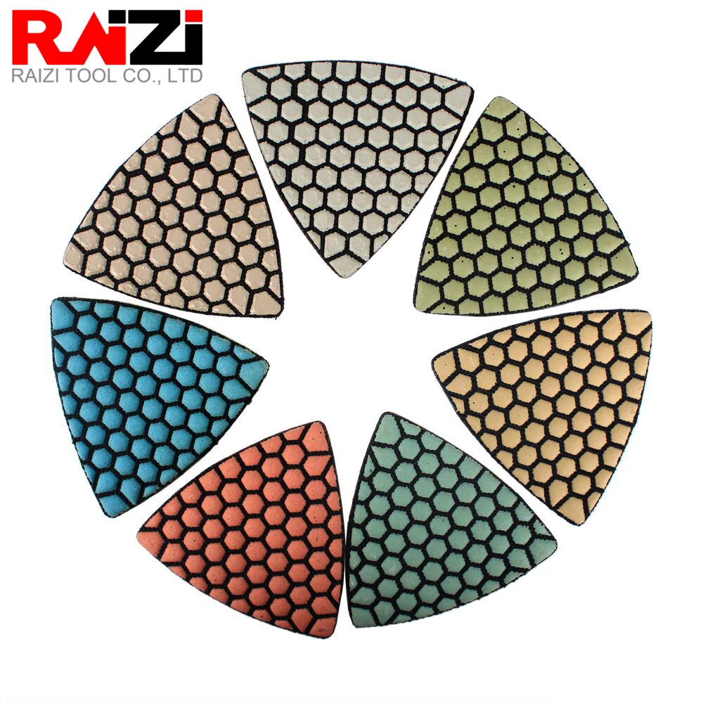 Raizi Triangle Diamond Polishing Pads for Oscillating Multi Power Tool Concrete Marble Granite Floor Countertop Sanding Disc