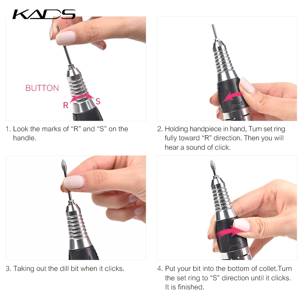 KADS Nail Drill Machine Professional Electric Nail Drill Sander Pedicure Polisher File Gel Polish Remover Manicure Equipment