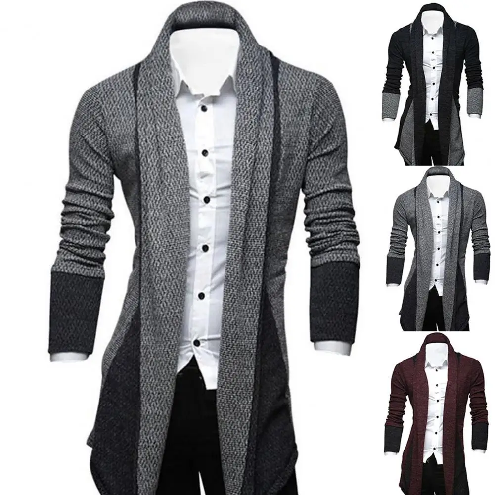 2021 Spring New Youth Men Sweater Color Korean Long-sleeved Shirt Men's Sliming Long Cardigan Sweater Coat Male Clothing