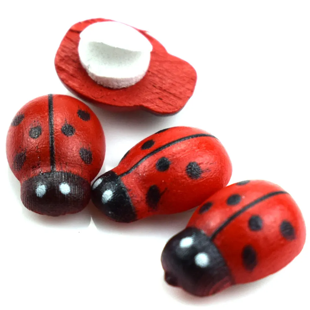 Mini coccinelle avec boutons en bois, 100 pièces, outils de couture, bouton décoratif, pour Scrapbooking, vêtement, bricolage