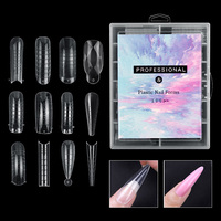 120pcs Artificial Almond Stiletto Dual Form Fake Nail Tips Poly The Gel Extension Acrylic Coffin False Nail Mold Storage Box