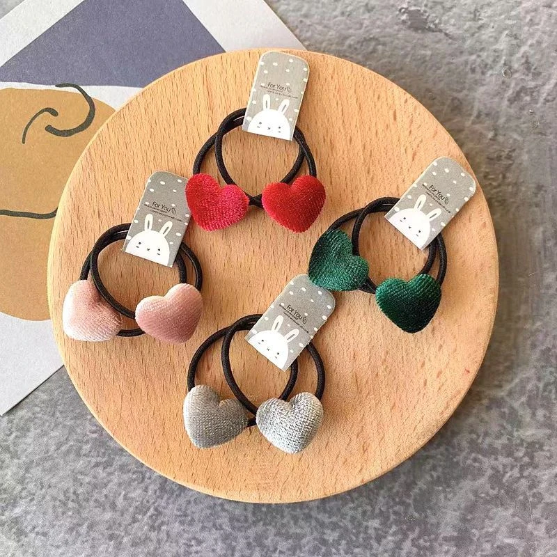 2 pezzi di velluto cuore plaid stella pulsante fasce elastiche per capelli corda per capelli in gomma cravatta per capelli per ragazze scrunchie porta coda di cavallo accessori per gomma