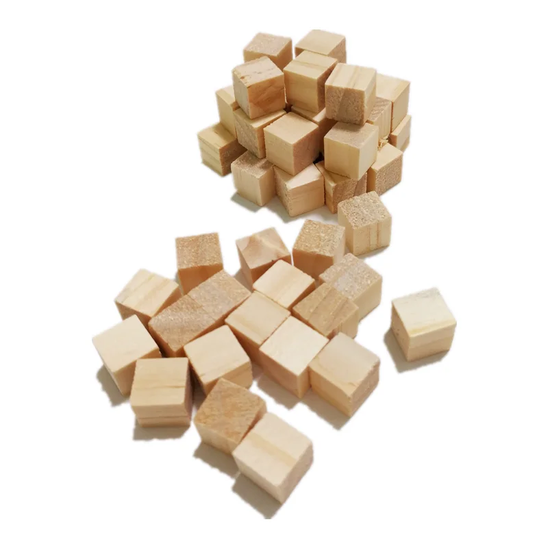 50pcs 10mm Unfinished Wooden Cubes Wooden Square Blocks Ornaments for Crafts Alphabet Blocks Number Cubes or Puzzles Making