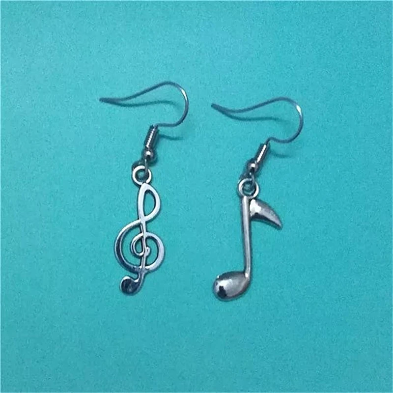 Handmade  Antique Silver Color Music Notes Dangle Earrings Mixed Earrings Music Note Earrings