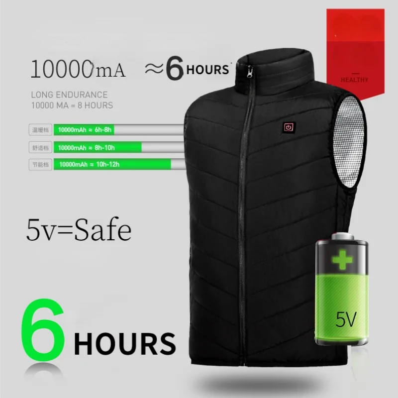 9 Heated Vest Zones Electric Heated Jackets Men Women Sportswear Heated Coat Graphene Heat Coat USB Heating Jacket For Camping