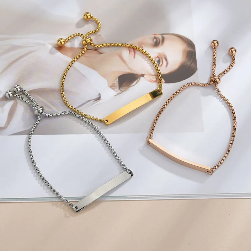 Nextvance Fashion Stainless Steel Adjustable Customized Words Engraving Letter Name Bracelet Gold Color Couple Bangles Jewelry