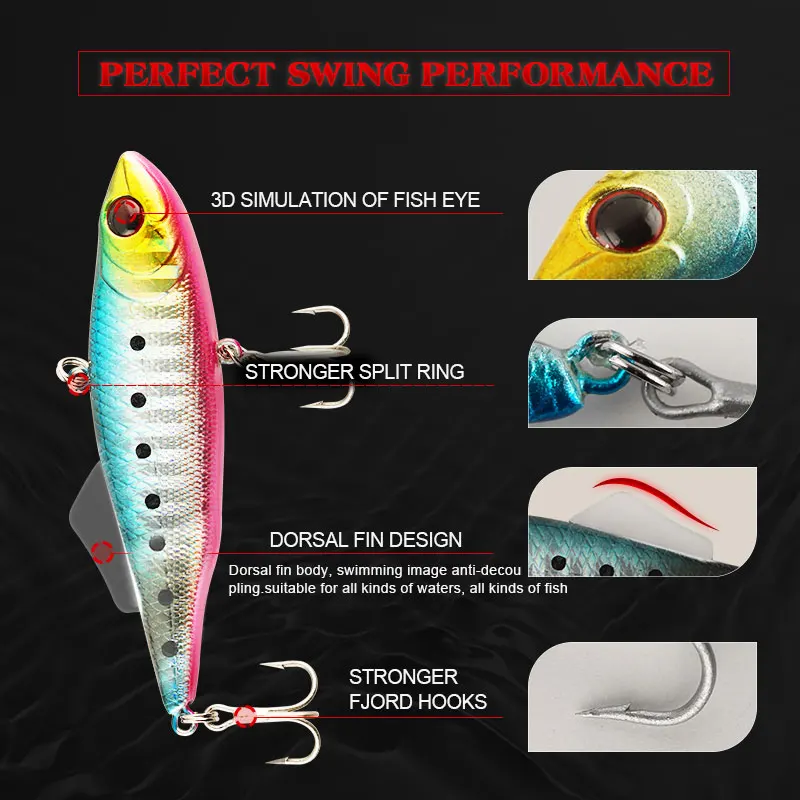 FJORD 65mm 13.5g Vibrator Blade Lure Sinking 3D Fish Eye Fishing Items Carp Stronger Split Ring Winter Fishing Accessories