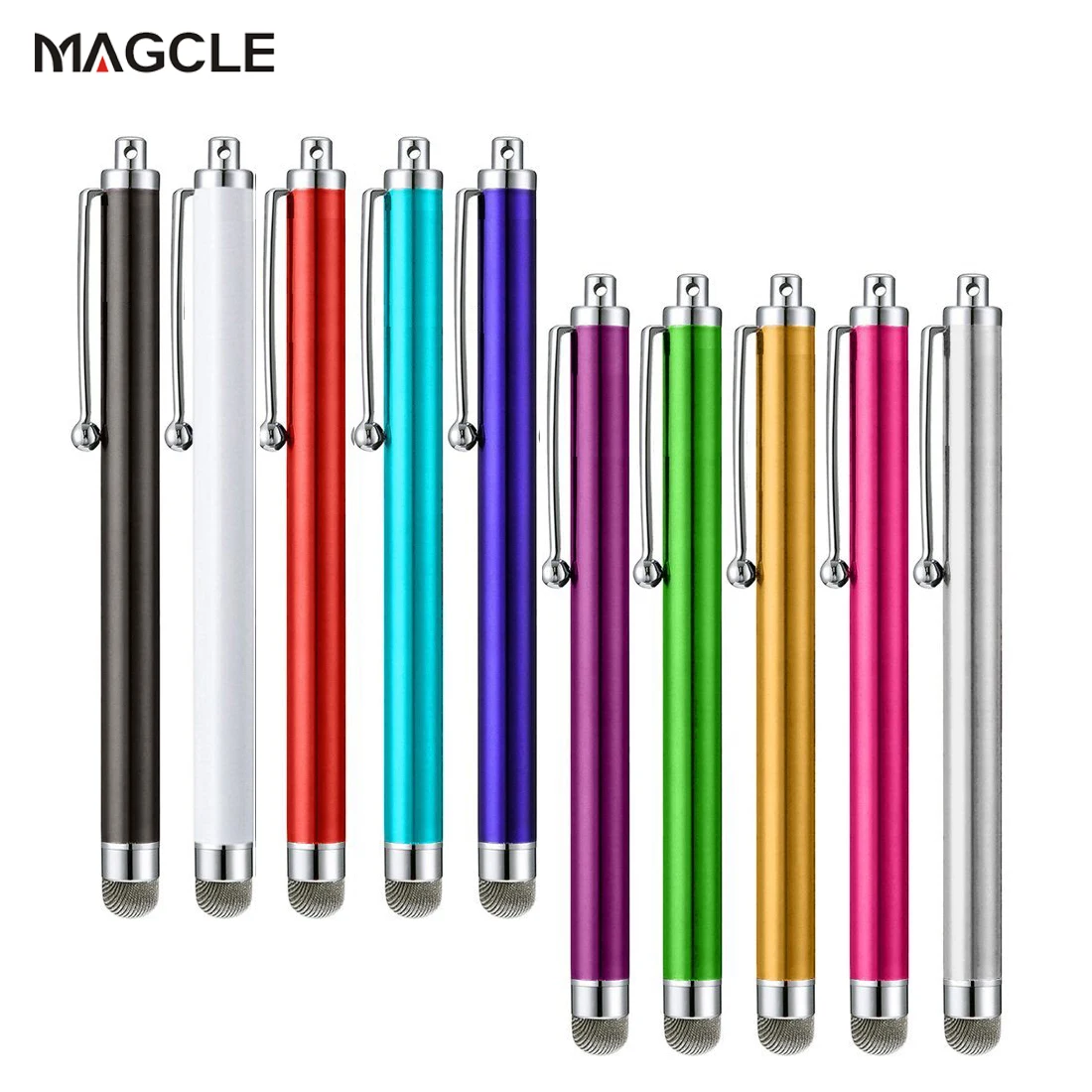 10Pc/Lot Universal Metal Touch Screen Pen Stylus Pens for All Ipad Apple Samsung Tablet All Capacitive Screen with Clip