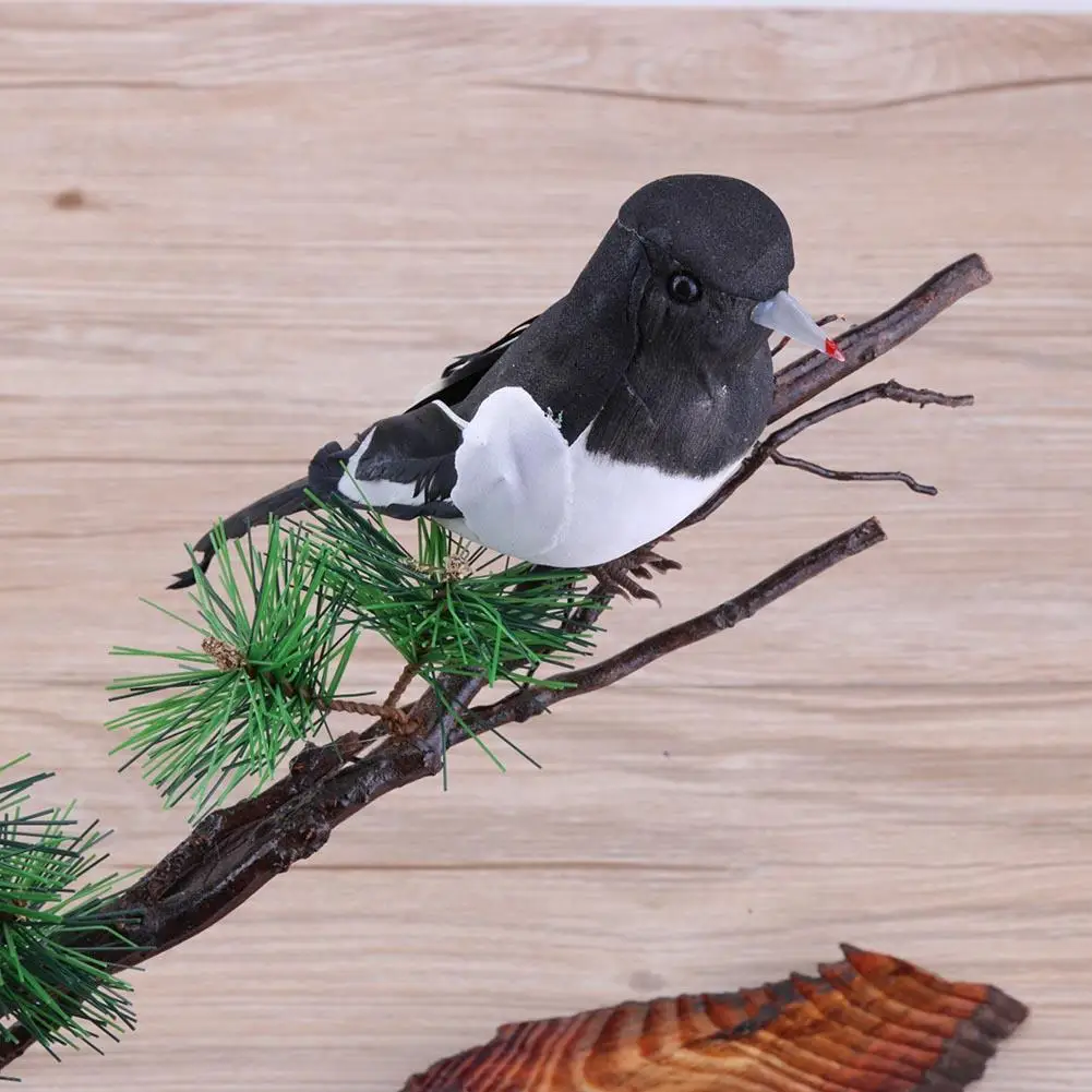 Pluma de espuma de Urraca Artificial, accesorios de pájaro, artesanía para fiesta, adorno decorativo para el hogar y el jardín