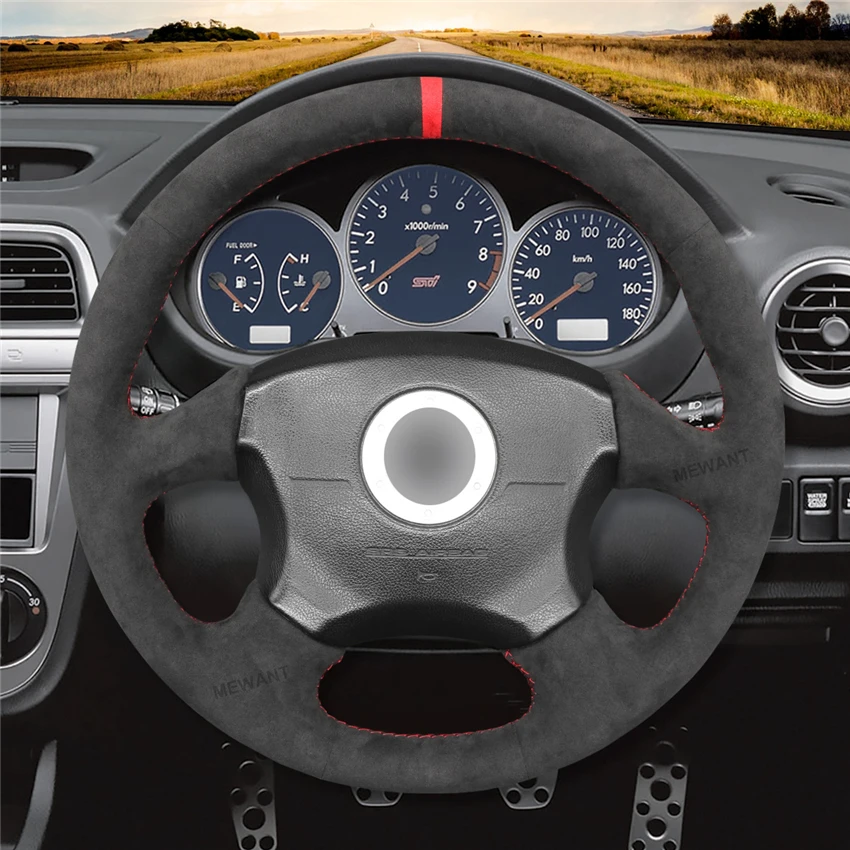 MEWANT Black Alcantara Car Steering Wheel Cover for Subaru Impreza WRX STI 1999 2000 2001 2002 2003 2004