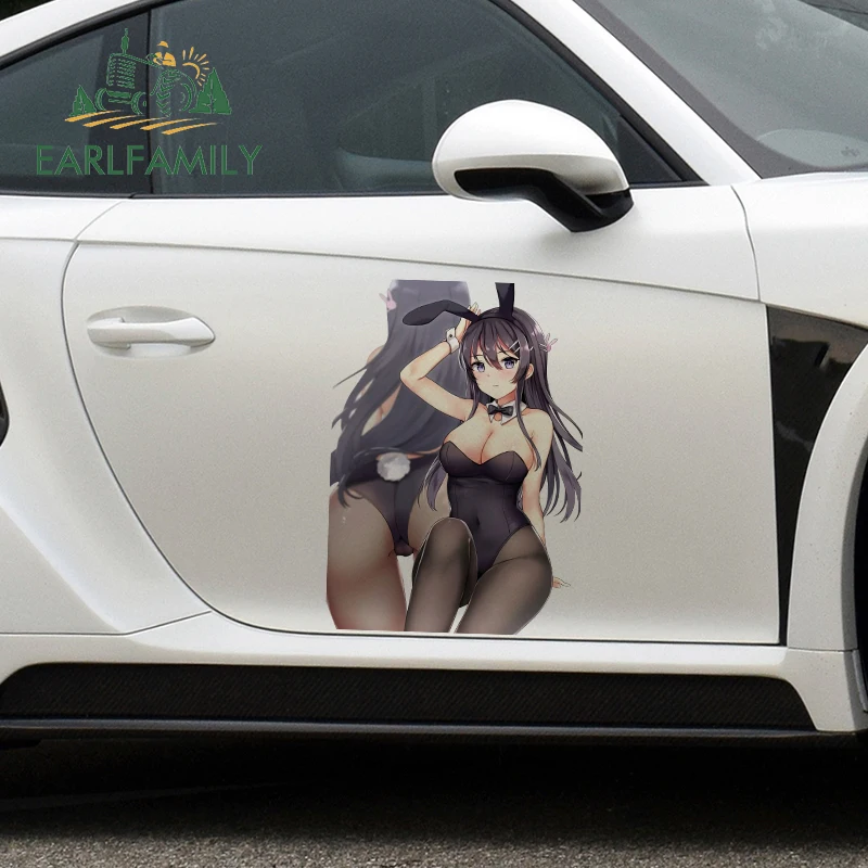 

EARLFAMILY 43 см x 30,7 см для автомобиля Sakurajima Mai, аксессуары для автомобиля, водонепроницаемые виниловые наклейки для автомобиля, наклейки для Campervan, Солнцезащитный Декор
