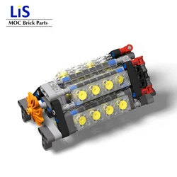 W12 Engine Technology mechanical group engine V16 cylinder MOC Brick assembly model building blocks compatible with logoes