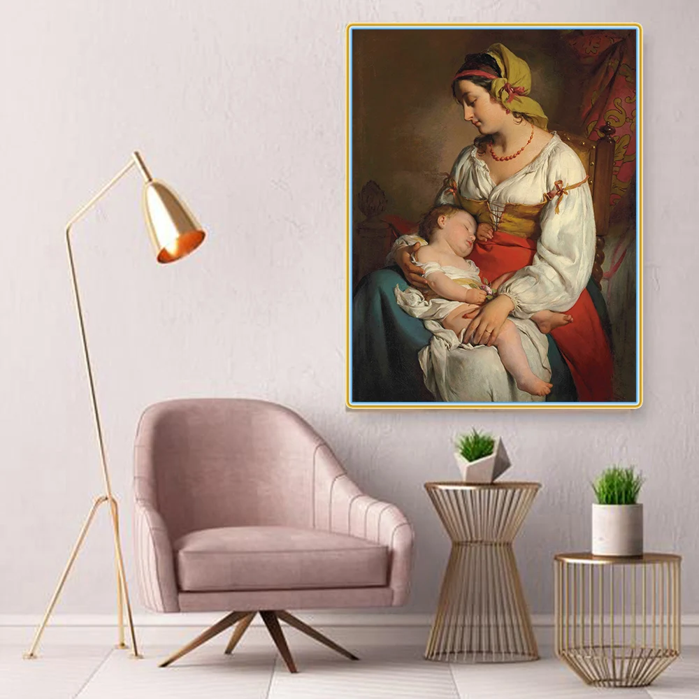 

Citon Friedrich von Amerling《Italian mother with child》Canvas Oil Painting Artwork Poster Picture Wall Decor Home Decoration