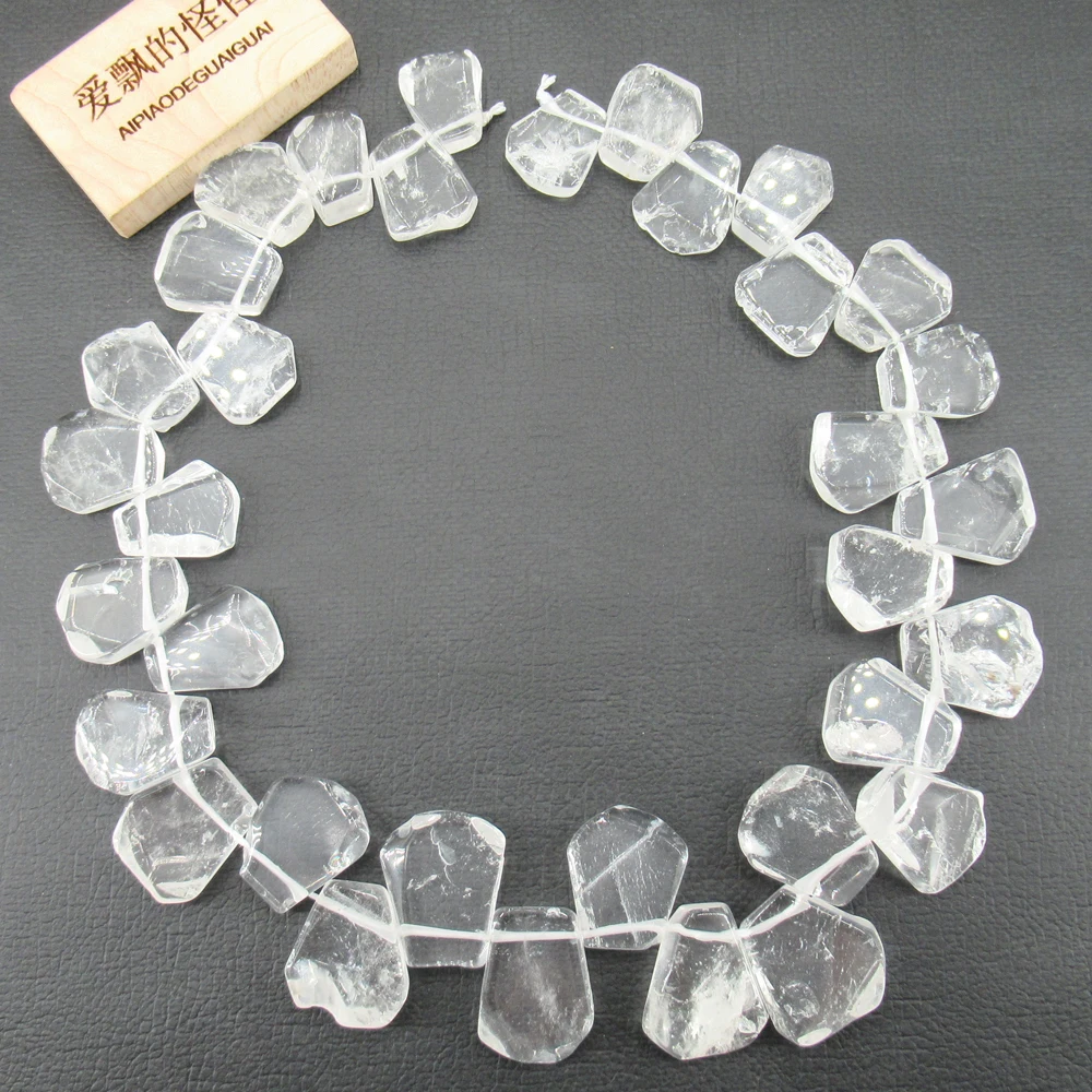 APDGG  Natural 11x17-19x23mm Top-drilled Fancy Clear Quartz Crystal Gems Stone Loose Beads 16'' Strands Jewelry Making DIY