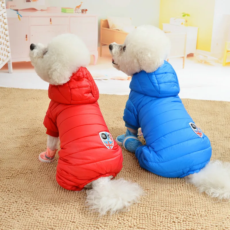 Winter Jumpsuit for Dogs Four Legs Warm Pet Dog Clothes for Small Dogs Thick Inside Overalls for Chihuahua Bulldog XS-XL