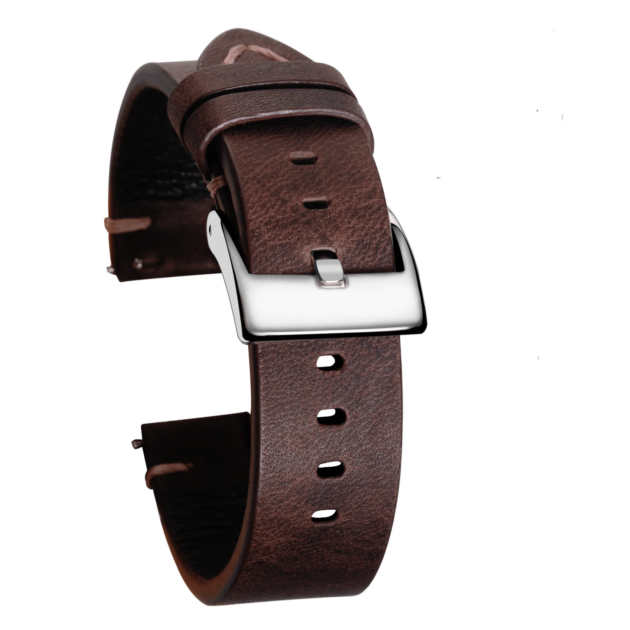 Hemsut Quick Release Leather Watch Bands Calf Handmade Vintage Brown Leather Watch Strap 18mm 20mm 22mm