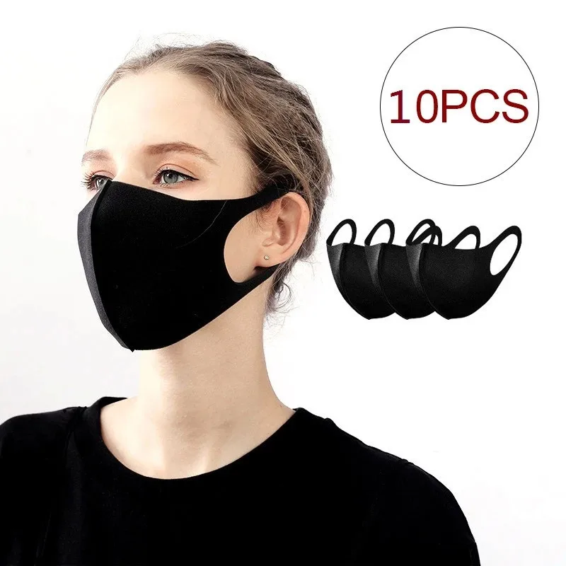 1/5/10pcs Unisex Lot Washable Reusable Earloop Masks Dust Cycling Mouth Face Mask Black Face Mascarillas Mouth Cover Facemask 5z