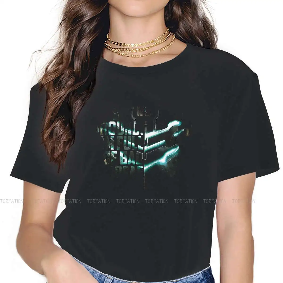 Stick Around Essential2 Women Tshirts Dead Space Video Game Gothic Vintage Female Clothing Oversized Cotton Graphic Short Sleeve