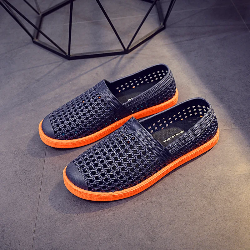 EXCARGO Summer Plastic Shoes Vietnam Rubber Sandals Men's 2020 New Slip On Hallow Male Causal Shoes Slip On Sandals Beach Shoes